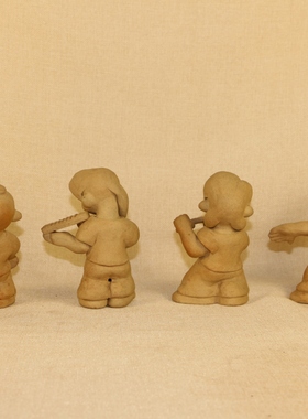 陶瓷工艺品纯手工土陶泥人家居饰品人物摆设粗陶泥人陶土娃娃