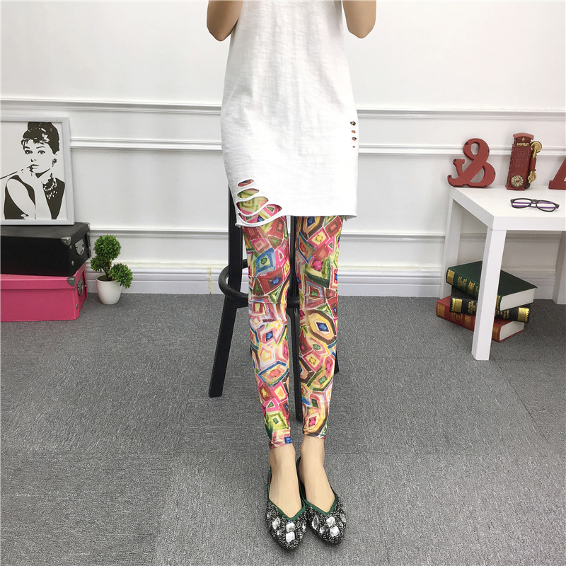 花色网纱打底裤女外穿夏季弹力裤新款高腰透肤彩色显瘦裤子小脚裤,淘宝优惠券,粉丝福利购,淘宝优惠卷