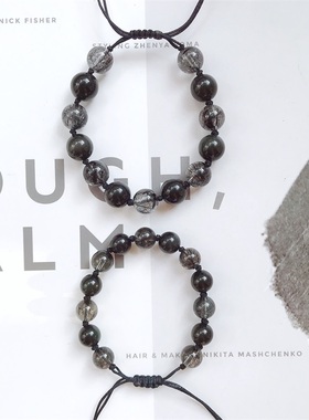 小众黑曜石冷淡风原创设计感手绳