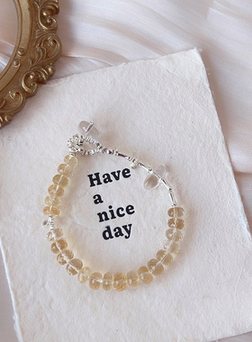 钱串子丨天然巴西黄水晶刻面算盘珠手链S925纯银碎银手串小众设计