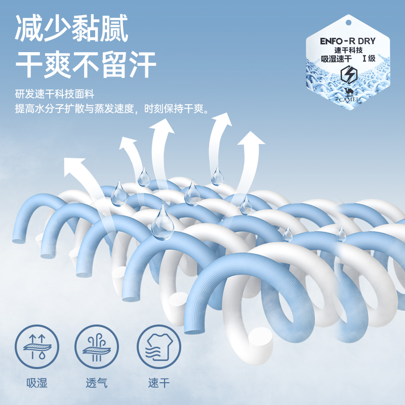 骆驼男装速干短袖T恤男2025春夏季圆领半袖体恤运动透气抗菌短袖