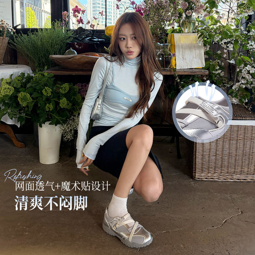 骆驼女鞋2026夏季新款芭蕾风德训鞋复古赛车鞋玛丽珍休闲运动鞋女 - 图1