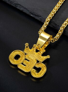 皇冠CEO吊坠嘻哈项链饰品男士潮人搭配学生情侣礼品跨境新品批发