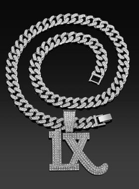 热卖明星款1X同款ONE X吊坠项链嘻哈歌手古巴链跨境饰品迈阿密链