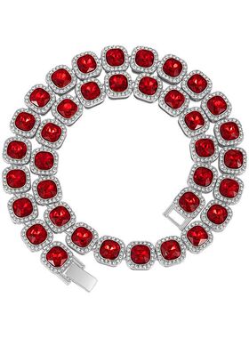 好品质方形玻璃冰糖心项链嘻哈欧美风跨境流行饰品手链时尚链子男