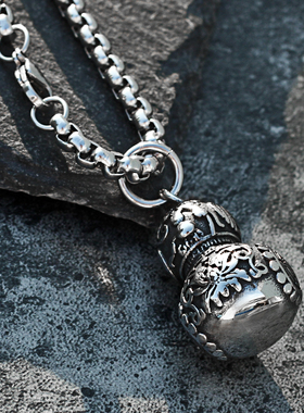 葫芦吊坠挂链男个性复古潮人钛钢项链百搭嘻哈ins毛衣链单身街头