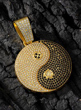 新款男士嘻哈跨境潮流太极镶钻迈阿密古巴项链 时尚饰品厂家批发