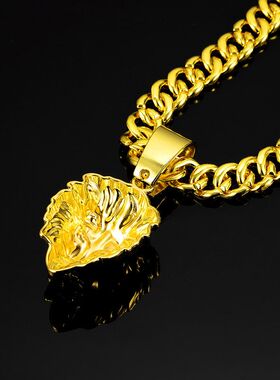 欧美嘻哈饰品古巴项链狮子头吊坠合金满钻大金链外贸跨境货源工厂