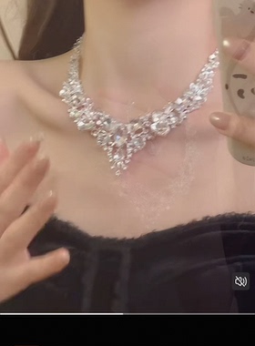 欧美夸张水滴流苏项链女2025新娘婚纱首饰礼服锁骨配饰