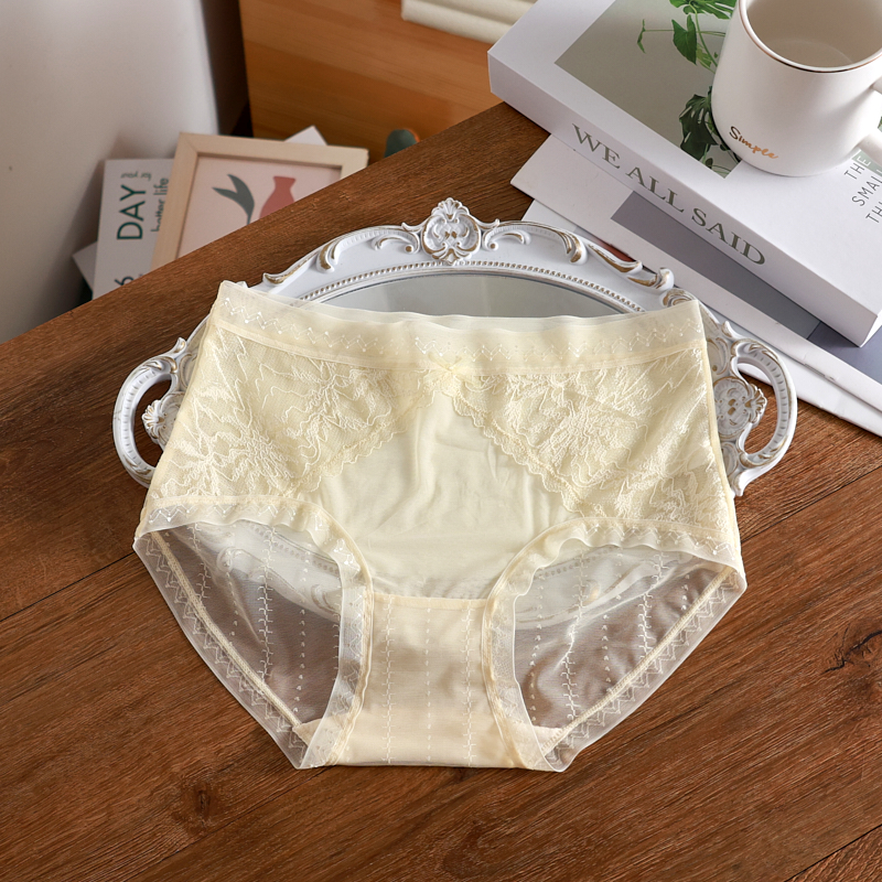 莫小柔法式蕾丝温柔少女纯欲风性感网纱透气薄款内裤女士无痕裤头 - 图1