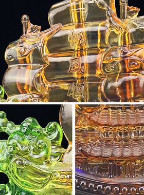 乔迁开业礼品办公室帆船摆件琉璃