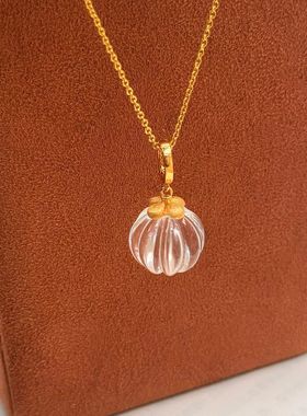 【吊坠】天然超双a等级高抛超亮光钻石白白水晶南瓜珠配银扣头