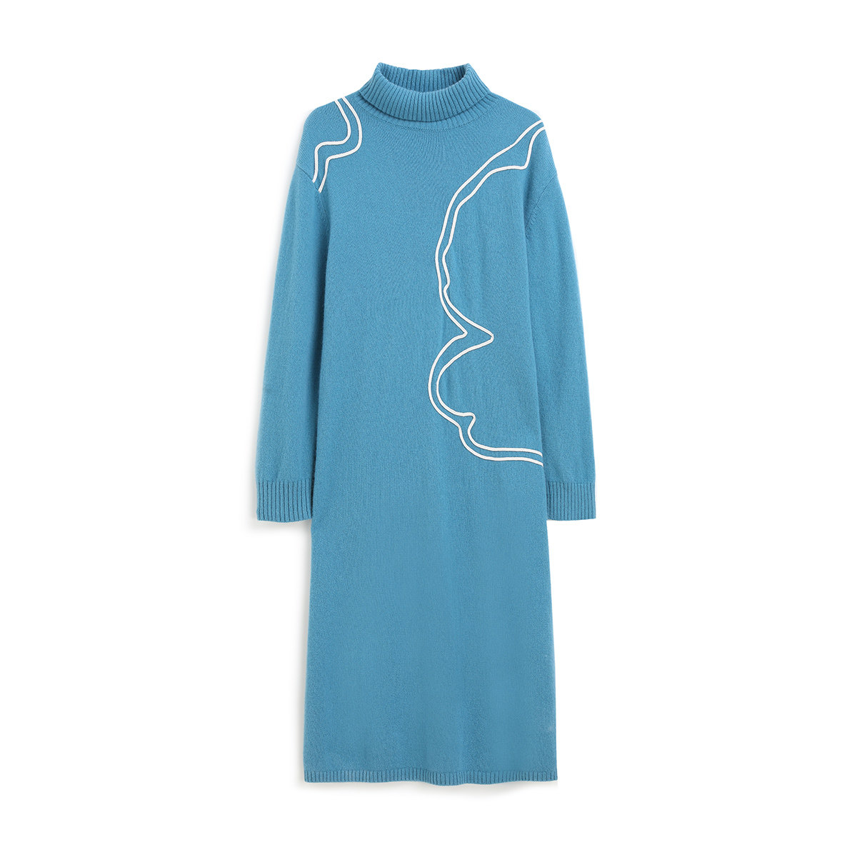 蒲PUKKA 连衣裙女条纹高领纯羊毛连衣裙秋冬季中长款长裙,淘宝优惠券,粉丝福利购,淘宝优惠卷