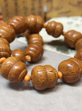 天然桃核雕刻葫芦手串手链文玩手