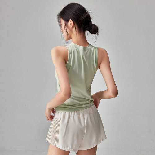 健身女孩薄款速干瑜伽服背心弹力显瘦跑步训练外穿无袖运动上衣夏 - 图0