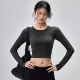 健身女孩带胸垫瑜伽服紧身显瘦运动长袖短款专业普拉提训练上衣秋
