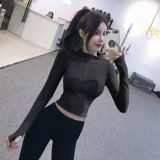 Одежда для йоги для спортзала с молнией, эластичная спортивная футболка, демисезонный лонгслив для тренировок, на молнии, в обтяжку, по фигуре, для бега