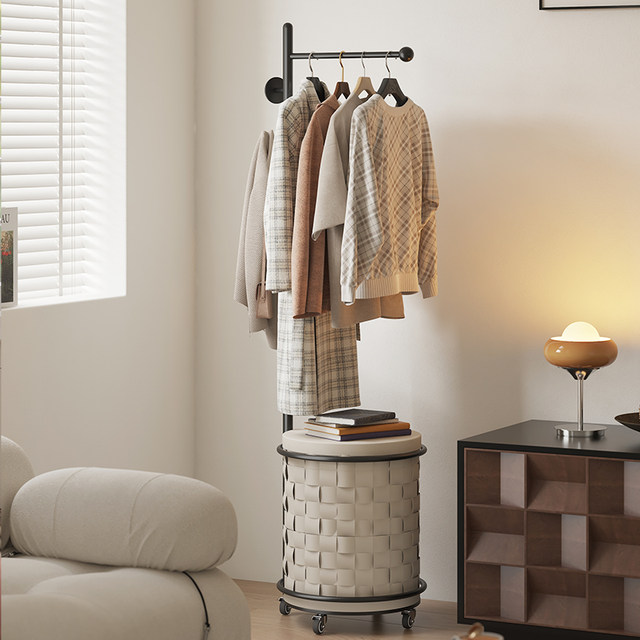 Bedroom floor-standing clothing rack corner entrance storage rack movable clothes basket children's clothes rack hanger
