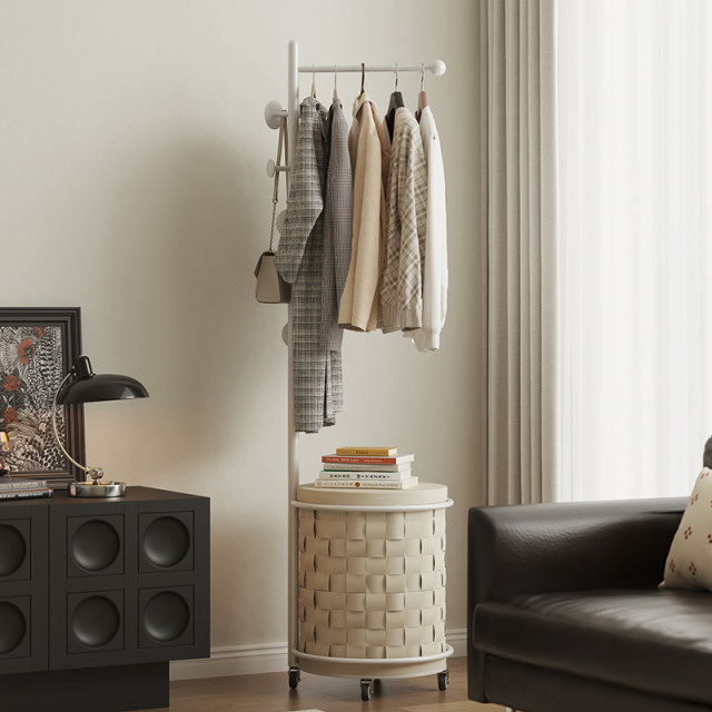 Bedroom floor-standing clothing rack corner entrance storage rack movable clothes basket children's clothes rack hanger
