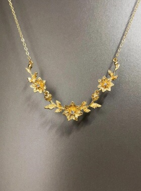 Sage Vintage古着 Flourishing flowers leave气质项链