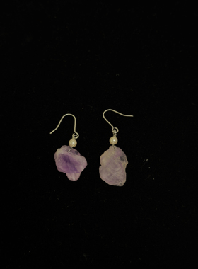 Sage Vintage古着Teardrop Earrings天然不规则紫水晶耳环耳饰