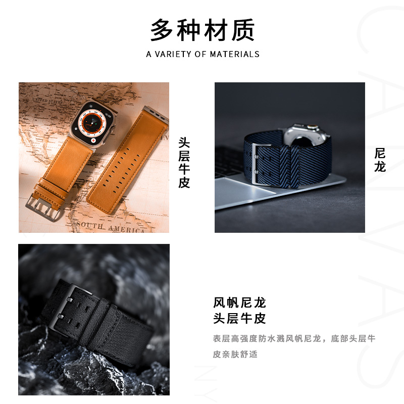 美国Tefeca适用iwatch9苹果/Apple手表带牛皮Ultra S8 S9 S10 - 图2