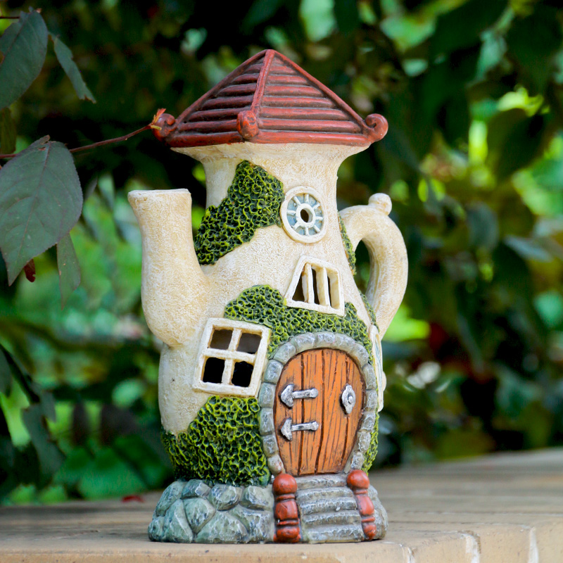 花园装饰庭院创意户外树脂工艺品摆件壶形太阳能灯农家园造景摆设 - 图1