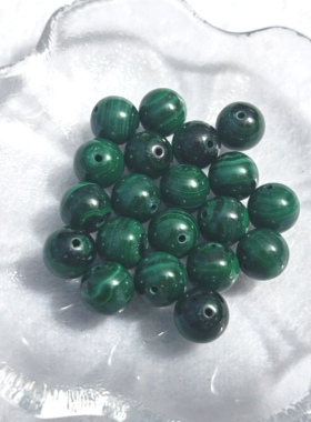 天然孔雀石9.5mm圆珠手链项链手工DIY单珠配件