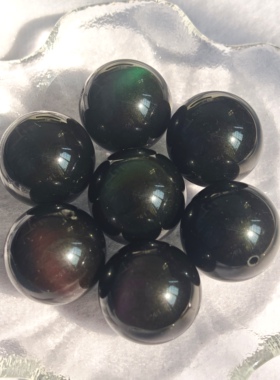 天然彩虹眼黑曜石手链8mm-20mm双眼黑曜石手链散珠配件单珠