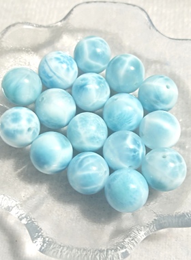 天然海纹石13.1mm-13.6mm圆珠拉利玛针钠钙石散珠配件单珠