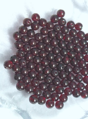 天然冰透酒红石榴石5.3mm圆珠单珠串珠配件