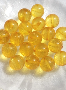 禧芙蓉XFORO蜜蜡金琥珀 雕刻金珀心经圆珠单珠项链手链散珠配件