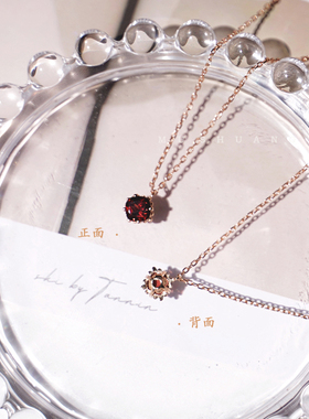 朱砂痣锁骨链天然石榴石项链