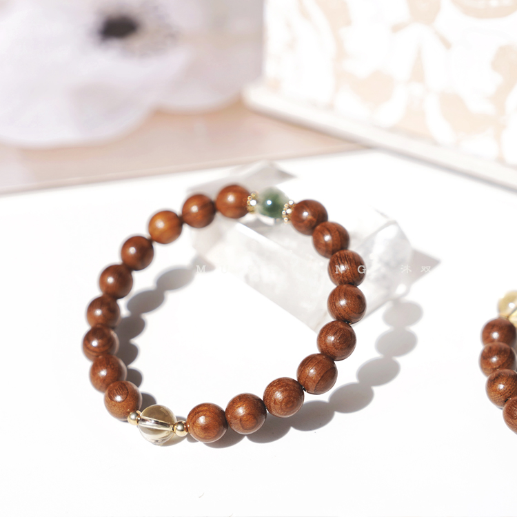 金丝楠木手串 天然木质手串水波纹老料文玩黄水晶绿幽灵手链 女款,淘宝优惠券,粉丝福利购,淘宝优惠卷