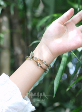 绿幽灵手链天然水晶手串双圈