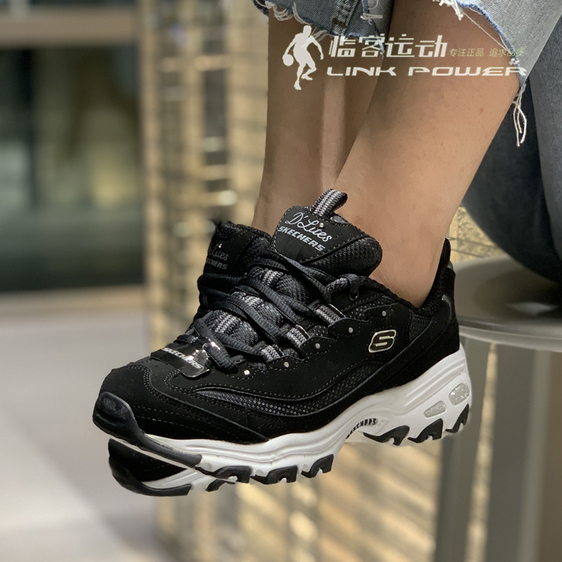 斯凯奇女鞋Skechers经典款休闲复古增高跑鞋13148熊猫鞋11930/BLK - 图2