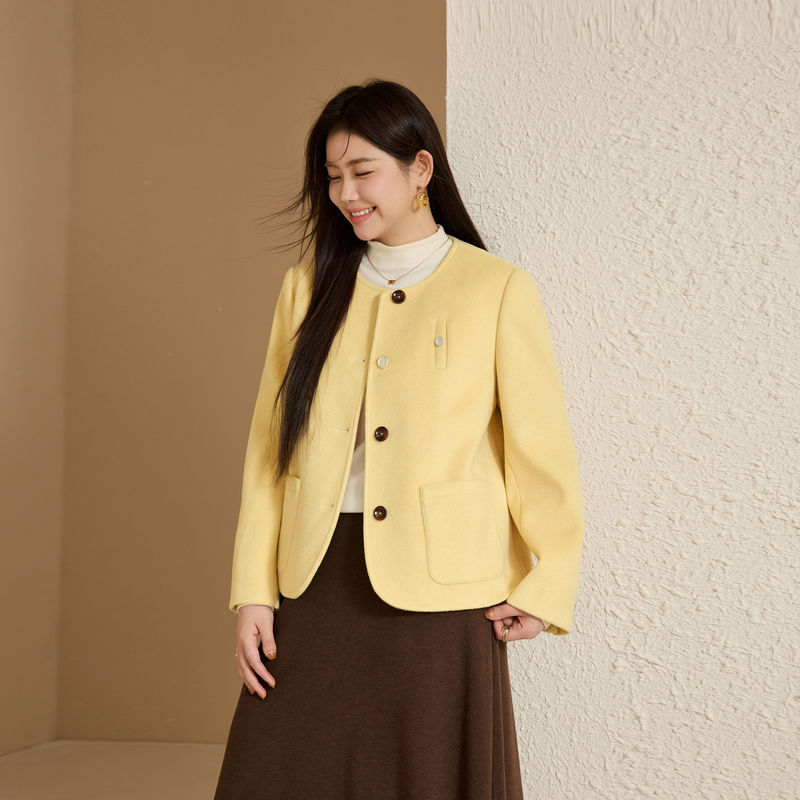 【韩系百搭圆领棉服】纤莉秀大码女装洋气时髦外套胖mm2025冬新款 - 图1