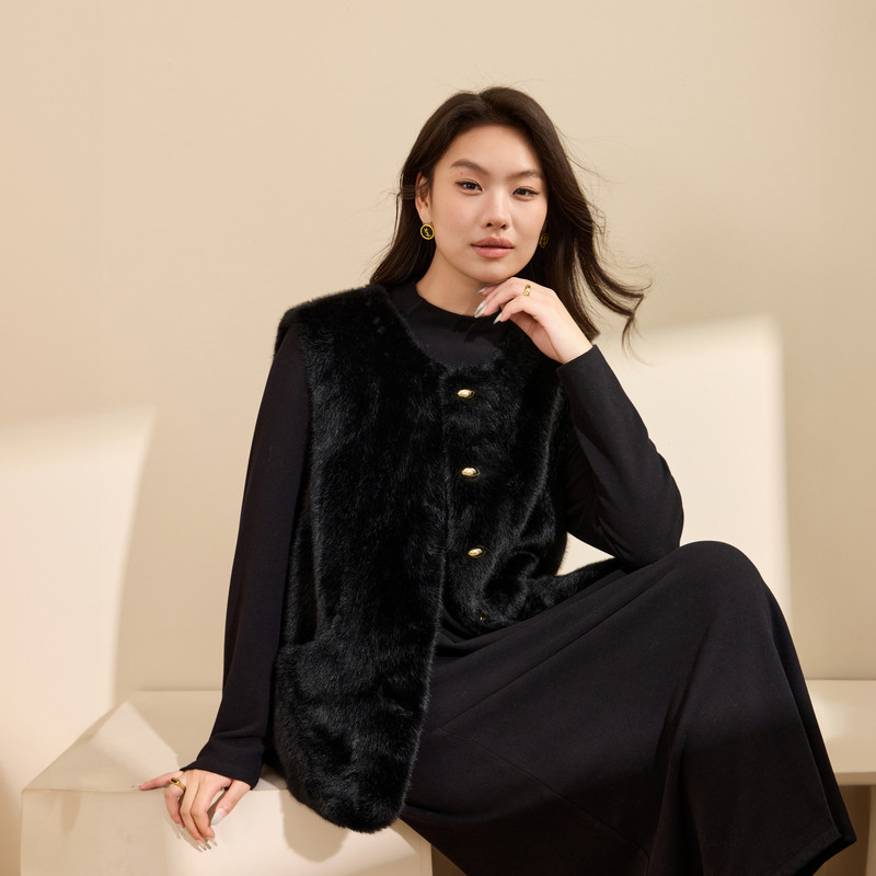 【环保皮草马甲】毛乎乎叠穿软糯坎肩纤莉秀大码女装胖mm冬装新款,淘宝优惠券,粉丝福利购,淘宝优惠卷