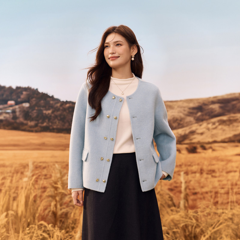 【黑标100绵羊毛】气质毛呢外套纤莉秀大码女装胖mm2025冬装新款,淘宝优惠券,粉丝福利购,淘宝优惠卷