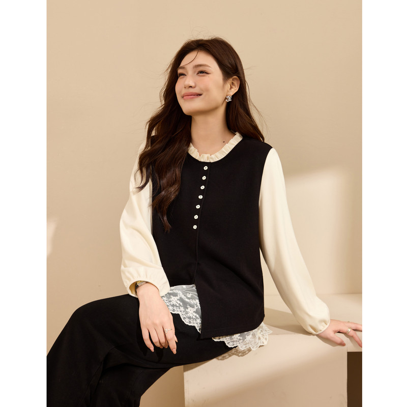 【可露丽风拼接衬衫】纤莉秀大码女装减龄设计感上衣胖mm冬装新款,淘宝优惠券,粉丝福利购,淘宝优惠卷