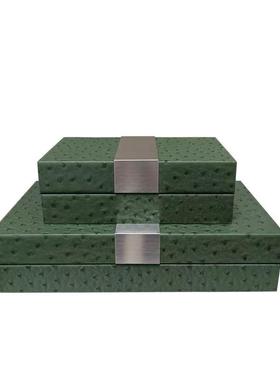 现代中古风高档装饰摆件样板房书房书柜客厅电视柜软装组合陈设品