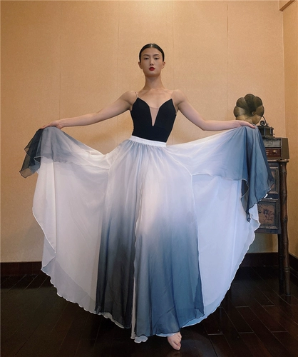 Этническая длинная юбка, костюм, китайский стиль, этнический стиль, яркий броский стиль, градиент