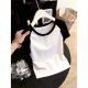 ເສື້ອທີເຊີດແຂນສັ້ນ raglan sleeve sleeve Korean style contrasting color for women 2026 summer new style slim fit button chic simple top