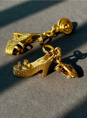 yuwelrw耳夹高跟鞋中古铜小众