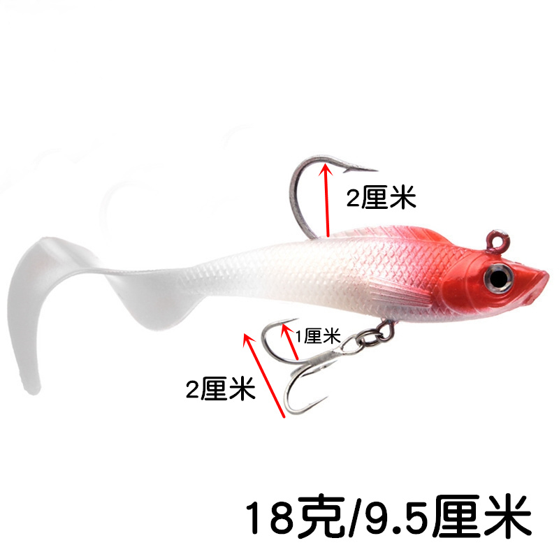 海钓路亚铅头钩软饵t尾卷尾钓组仿生包铅鲈鳜鱼红头白身夜光假饵 - 图2
