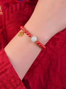平安福牌葫芦招财朱砂手链