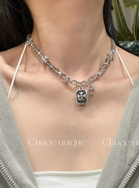 多巴胺度假风彩色串珠碎银项链