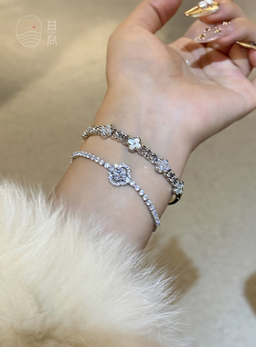 富家千金风四叶草锆石手镯手链女