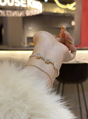 轻奢铜锆石小方糖手链女