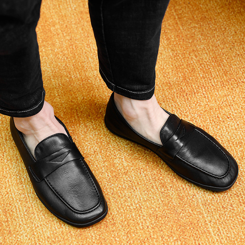 2024春夏新款休闲鞋一脚蹬懒人鞋方头真皮豆豆鞋透气乐福鞋男鞋,淘宝优惠券,粉丝福利购,淘宝优惠卷